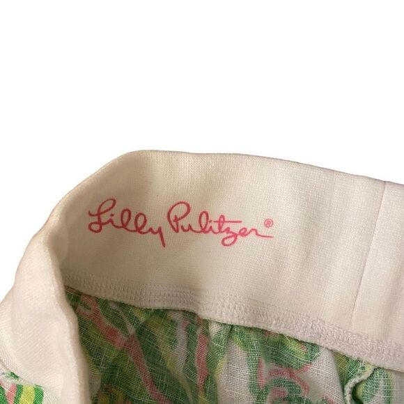 Lilly Pulitzer The Beach Pant in Pink Elephant Linen Wide Leg XS - Picture 4 of 5